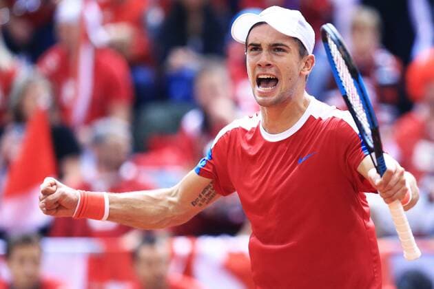 Davis Cup - Coric VS Shapovalov 04.02.2018., City sports hall, Osijek - 1. round of Davis Cup, Croatia-Canada, third day, 4. match, Borna Coric - Denis Shapovalov. Borna Coric.  DavorxJavorovic PIXSELL