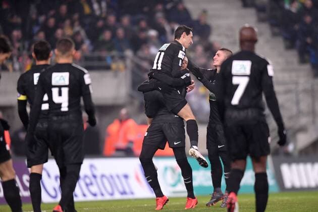 11 ANGEL DI MARIA (psg) - 06 MARCO VERRATTI (psg) - JOIE FOOTBALL : Sochaux vs Paris SG - Coupe de France - 06 02 2018 AnthonyBIBARD FEP Panoramic 