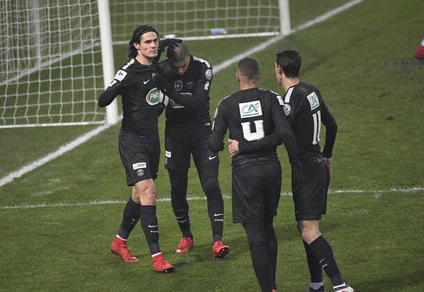 Cavani but et joie FOOTBALL : Coupe de France 8 e de Finale - Sochaux vs PSG 06 02 2018 MAO Panoramic 