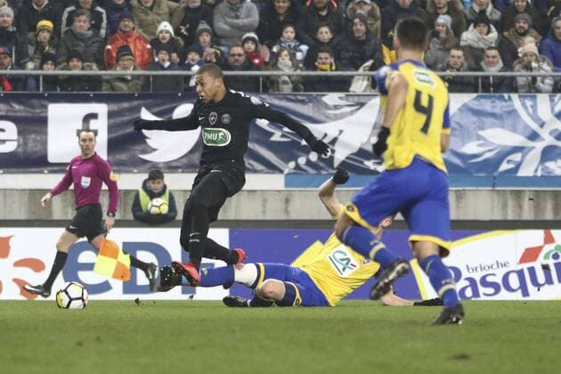 February 6, 2018 - Sochaux, France - Mbappe Lottin Kylian of PSG during French League Cup round of sixteen football match between Sochaux (FCSM) and Paris Saint-Germain (PSG), on February 6, 2018 at the Auguste Bonal stadium in Sochaux, France. Sochaux v Paris Saint Germain - French Cup  - ZUMAn230 20180206_zaa_n230_527 Copyright: xElyxandroxCegarrax