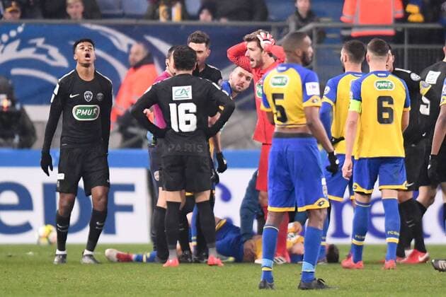 01 KEVIN TRAPP (psg) - CARTON ROUGE - EXPULSION - COLERE - DECEPTION FOOTBALL : Sochaux vs Paris SG - Coupe de France - 06 02 2018 AnthonyBIBARD FEP Panoramic 