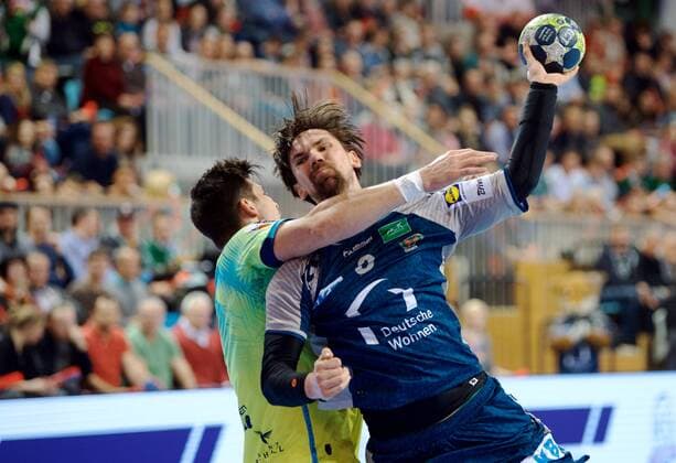 Potsdam 07.03.2018 MBS Arena Sportpark Luftschiffhafen Handball EHF Pokal Rueckrunde Fuechse BERLIN geg St Raphael Var ( FRA ) 21 : 26 Fabian WIEDE 3 Fuechse