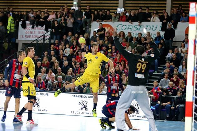 (GFCA Handball) vs Uwe Gensheimer (PSG Handball) HANDBALL : GFC Ajaccio vs Paris Saint Germain - Coupe De France - 07 02 2018 GerardPierlovisi Panoramic 