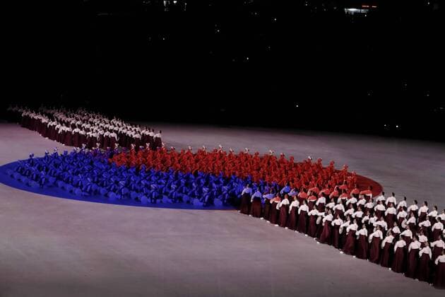 Bilder des Tages - SPORT Opening Ceremony Eroeffnung Olympic Wintergames 2018 Pyeongchang South Korea Olympische Winterspiele 2018 Pyeongchang 08.Februar 2018 *** Opening ceremony opening Olympic Winter Games 2018 PyeongChang of South Korea at the Winter Olympics 2018 PyeongChang 08 February 2018 