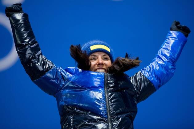 180210 Charlotte Kalla of Sweden at the medal ceremony for the Women s Skiathlon during the 2018 Winter Olympics on February 10, 2018 in Pyeongchang. Photo: Jon Olav Nesvold BILDBYRN kod JE 160152 Copyright: JONxOLAVxNESVOLD BB180210BB279
