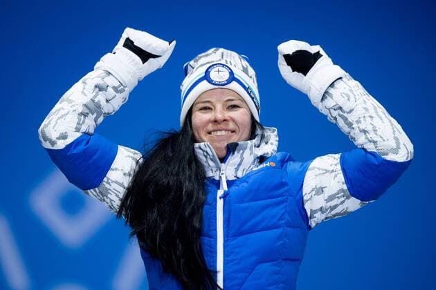 180210 Bronze medalist Krista Pärmäkoski of Finland at the medal ceremony for the Women s Skiathlon during the 2018 Winter Olympics on February 10, 2018 in Pyeongchang. Photo: Jon Olav Nesvold BILDBYRN kod JE 160152 Copyright: JONxOLAVxNESVOLD BB180210BB290
