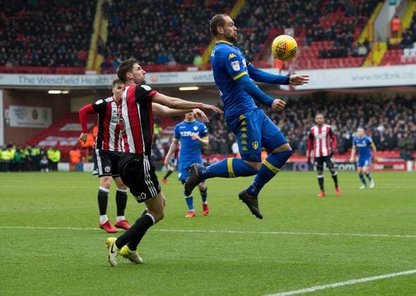 Sheffield United v Leeds United Sky Bet Championship Pierre-Michel Lasogga of Leeds United controls the ball during the Sky Bet Championship match at Bramall Lane, Sheffield Content Not Available For UK Newspapers Copyright: xRussellxHartx FIL-11339-0017