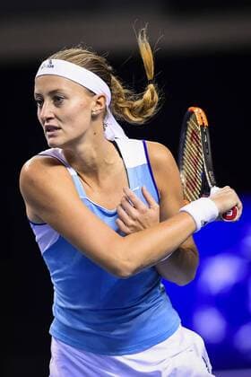 French Kristina Mladenovic pictured in action during a tennis game between French Kristina Mladenovic WTA Tennis Damen 13) and Belgian Kirsten Flipkens (WTA 47), the second rubber of this weekend s Fed Cup World Group Round 1 meeting between France and Belgium in La Roche-sur-Yon, France, Saturday 10 February 2018. LAURIExDIEFFEMBACQ  x05293722x