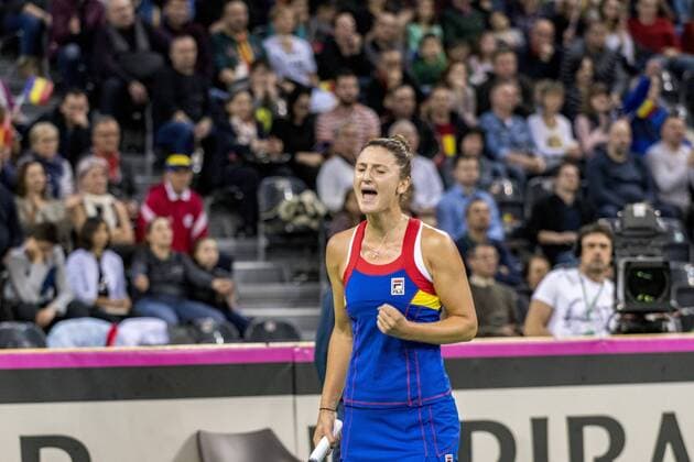 February 10, 2018: Irina Begu (ROU) during the FED Cup by BNP 2018 game between Romania and Canada at Sala Polivalenta, Cluj-Napoca, Romania ROU. Copyright: Cronos Catalin Soare  Copyright: xCronos CatalinxSoarex crfcs10022018118485