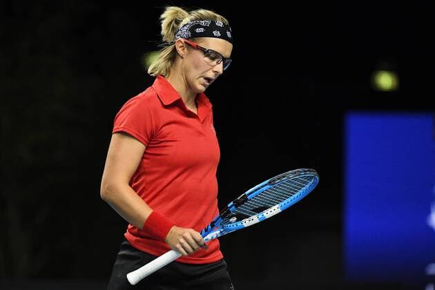 Kirsten Flipkens (BEL) TENNIS : Fed Cup - FRA vs BEL - 10 02 18 VirginieBouyer Panoramic 