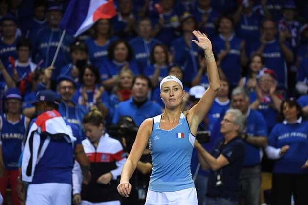 Kristina Mladenovic (FRA) TENNIS : Fed Cup - FRA vs BEL - 10 02 18 VirginieBouyer Panoramic 