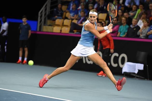 Kristina Mladenovic (FRA) TENNIS : Fed Cup - FRA vs BEL - 10 02 18 VirginieBouyer Panoramic 