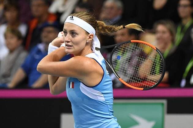 Kristina Mladenovic (FRA) TENNIS : Fed Cup - FRA vs BEL - 10 02 18 VirginieBouyer Panoramic 