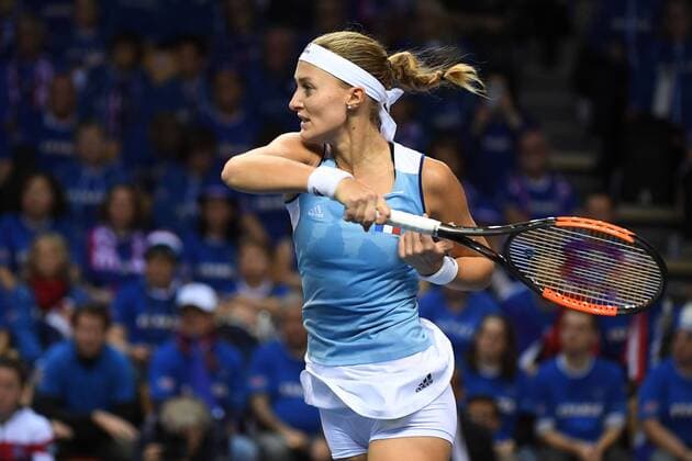 Kristina Mladenovic (FRA) TENNIS : Fed Cup - FRA vs BEL - 10 02 18 VirginieBouyer Panoramic 