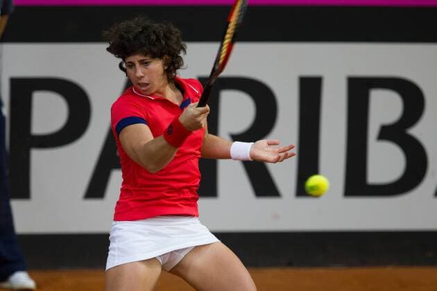 February 10, 2018 - Chieti, CH, Italy - Carla Suarez Navarro of Spain Team during 2018 Fed Cup BNP Paribas World Group II First Round match between Italy and Spain at Pala Tricalle Sandro Leombroni on February 10, 2018 in Chieti, Italy. Jasmine Paolini v Carla Suarez Navarro - Fed Cup BNP Paribas World Group II First Round  - ZUMAn230 20180210_zaa_n230_287 Copyright: xDaniloxDixGiovannix