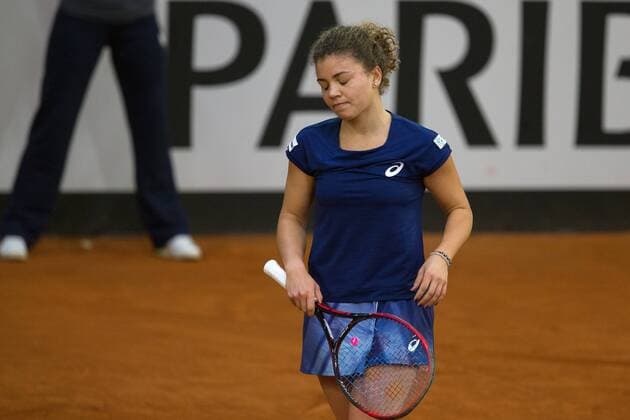 February 10, 2018 - Chieti, CH, Italy - Jasmine Paolini of Italy team during 2018 Fed Cup BNP Paribas World Group II First Round match between Italy and Spain at Pala Tricalle Sandro Leombroni on February 10, 2018 in Chieti, Italy. Jasmine Paolini v Carla Suarez Navarro - Fed Cup BNP Paribas World Group II First Round  - ZUMAn230 20180210_zaa_n230_299 Copyright: xDaniloxDixGiovannix