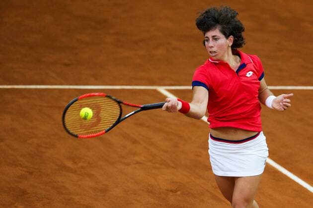 February 10, 2018 - Chieti, CH, Italy - Carla Suarez Navarro of Spain Team during 2018 Fed Cup BNP Paribas World Group II First Round match between Italy and Spain at Pala Tricalle Sandro Leombroni on February 10, 2018 in Chieti, Italy. Jasmine Paolini v Carla Suarez Navarro - Fed Cup BNP Paribas World Group II First Round  - ZUMAn230 20180210_zaa_n230_301 Copyright: xDaniloxDixGiovannix