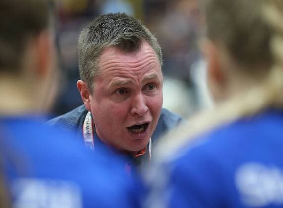 lsp - Handball - HBL - HSG Bensheim vs HSG Blomberg Lippe - Saison - 2017-2018 - 10.02.2018 - Bensheim v. l. Andre Fuhr Trainer Blomberg Aktion, Einzelbild -