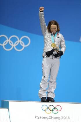 Laura Dahlmeier, GER, during victory ceremony of biathlon 7.5 km sprint at the 2018 Olympic Games Olympische Spiele Olympia OS in Pyeongchang; 11 02 2018 -