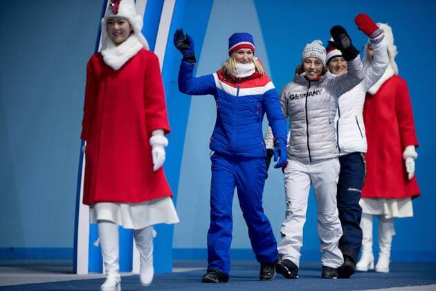 180211 Marte Olsbu of Norway, Silver, at the medal ceremony for the Women s Skiathlon during day two of the 2018 Winter Olympics on February 11, 2018 in Pyeongchang. Photo: Jon Olav Nesvold BILDBYRN kod JE 160153 Copyright: JONxOLAVxNESVOLD BB180211BB746