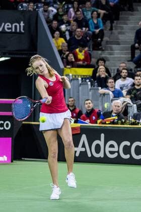 February 11, 2018: Katherine Sebov (CAN) during the FED Cup by BNP 2018 game between Romania and Canada at Sala Polivalenta, Cluj-Napoca, Romania ROU. Copyright: Cronos Catalin Soare  Copyright: xCronos CatalinxSoarex crfcs11022018118548