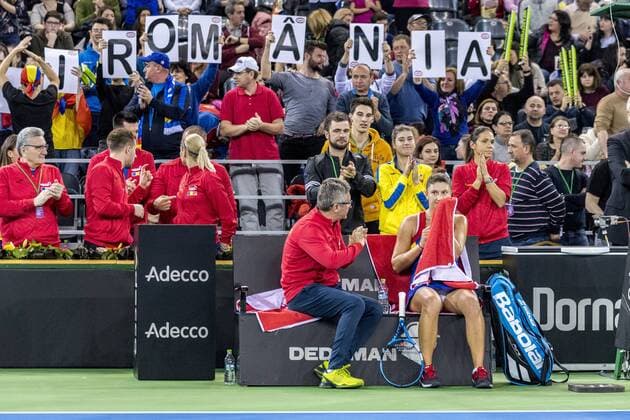 February 11, 2018: Florin Segarceanu the team captain of Romania and Irina Begu (ROU) during the FED Cup by BNP 2018 game between Romania and Canada at Sala Polivalenta, Cluj-Napoca, Romania ROU. Copyright: Cronos Catalin Soare  Copyright: xCronos CatalinxSoarex crfcs11022018118581