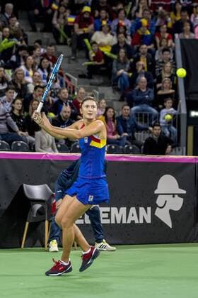 February 11, 2018: Irina Begu (ROU) during the FED Cup by BNP 2018 game between Romania and Canada at Sala Polivalenta, Cluj-Napoca, Romania ROU. Copyright: Cronos Catalin Soare  Copyright: xCronos CatalinxSoarex crfcs11022018118599