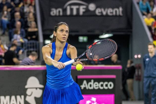February 11, 2018: Raluca Olaru (ROU) during the FED Cup by BNP 2018 game between Romania and Canada at Sala Polivalenta, Cluj-Napoca, Romania ROU. Copyright: Cronos Catalin Soare  Copyright: xCronos CatalinxSoarex crfcs11022018118622