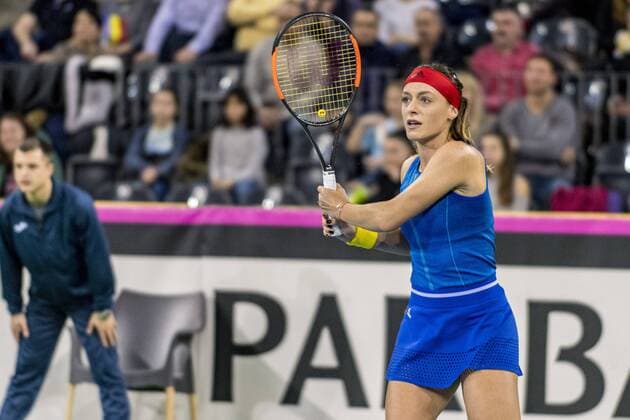 February 11, 2018: Ana Bogdan (ROU) during the FED Cup by BNP 2018 game between Romania and Canada at Sala Polivalenta, Cluj-Napoca, Romania ROU. Copyright: Cronos Catalin Soare  Copyright: xCronos CatalinxSoarex crfcs11022018118663