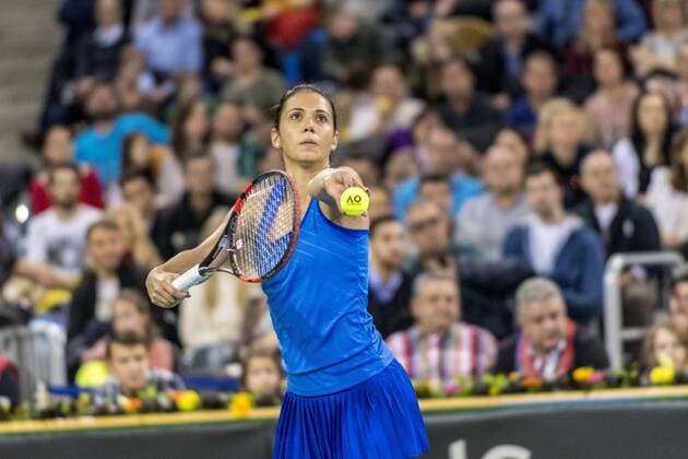 February 11, 2018: Raluca Olaru (ROU) during the FED Cup by BNP 2018 game between Romania and Canada at Sala Polivalenta, Cluj-Napoca, Romania ROU. Copyright: Cronos Catalin Soare  Copyright: xCronos CatalinxSoarex crfcs11022018118669