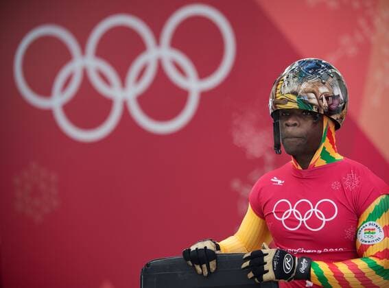 Themen der Woche - SPORT Bilder des Tages - SPORT 180212 Akwasi Frimpong of Ghana at a Men s Skeleton practice session during day three of the 2018 Winter Olympics on February 12, 2018 in Pyeongchang. Photo: Joel Marklund BILDBYRN kod JM 87618 *** 180212 Akwasi Frimpong of Ghana at a Men s Skeleton practice session during day three of the 2018 Winter Olympics on February 12 2018 in Pyeongchang Photo Joel M BILDBYR N code JM 87618  Copyright: JOELxMARKLUND BB180212JM025