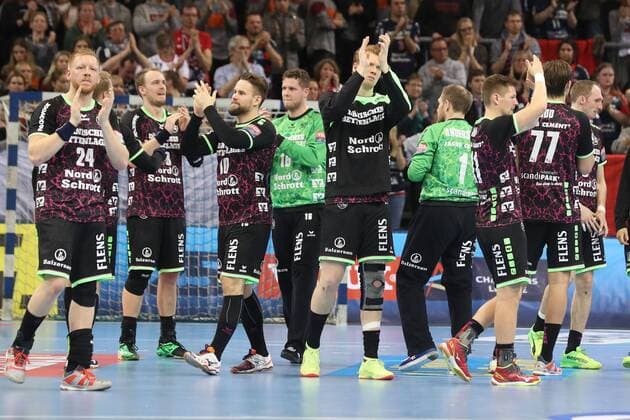Flensburg, 11.02.18, Handball, VELUX EHF Champions League, Saison 2017 2018, Gruppenphase, SG Flensburg-Handewitt - PGE Vive Kielce : SG nach dem Spiel Flensburg Schleswig-Holstein Deustchland Flens-Arena Copyright: xAgentur54Gradx xSpeedphotosx