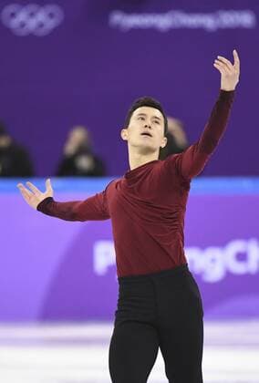 (180212) -- PYEONGCHANG, Feb. 12, 2018 -- Patrick Chan of Canada competes during the men s single free skating of Figure skating Eiskunstlauf team event at the 2018 PyeongChang Winter Olympic Games Olympische Spiele Olympia OS in Gangneung Ice Arena, South Korea, on Feb. 12, 2018. Canada won the gold medal of figure skating team event with 73 points in total. ) (SP)OLY-SOUTH KOREA-PYEONGCHANG-FIGURE SKATING-TEAM EVENT WangxSong 