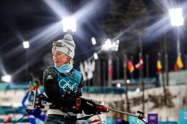 Bilder des Tages - SPORT PYEONGCHANG, SOUTH KOREA â€“ FEBRUARY 12, 2018: Biathlete Denise Herrmann of Germany competes in the women s biathlon 10km pursuit race during the 2018 Winter Olympic Games Olympische Spiele Olympia OS at the Alpensia Biathlon Centre. Sergei Bobylev TASS  TS073824