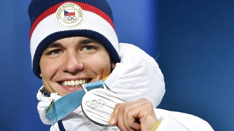 Czech Men s 10-kilometer biathlon sprint silver medalist Michal Krcmar celebrates during the medals ceremony at the 2018 Winter Olympics in Pyeongchang, South Korea, February 13, 2018. (CTKxPhoto MichalxKamaryt) CTKPhotoP201802130570601  kmt 1