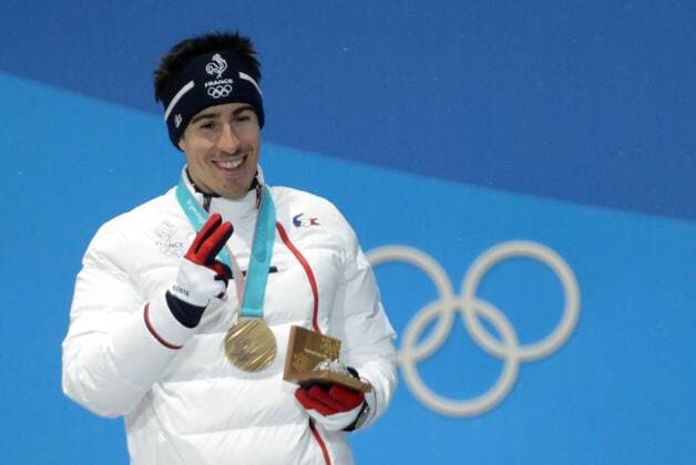 February 13, 2018 - Pyeongchang, South Korea - VICTOR MUFFAT-JEANDET of France celebrates getting the bronze medal in the Men s Alpine Combined skiing event in the PyeongChang Olympic Games Olympische Spiele Olympia OS PyeongChang 18: Alpine Skiing Men - ZUMAl132 20180213_zap_l132_008 Copyright: xChristopherxLevyx