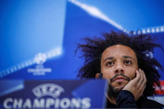 Real Madrid s Brazilian defender Marcelo Vieira attends a press conference PK Pressekonferenz following a training session of the team at Valdebebas sports facilities in Madrid, Spain, 13 February 2018. Real Madrid will face PSG in a UEFA Champions League round of 16 first leg match at Santiago Bernabeu stadium on 14 February. Real Madrid press conference !ACHTUNG: NUR REDAKTIONELLE NUTZUNG!  Copyright: xEMILIOxNARANJOx GRAF578 20180213-636541301735377648