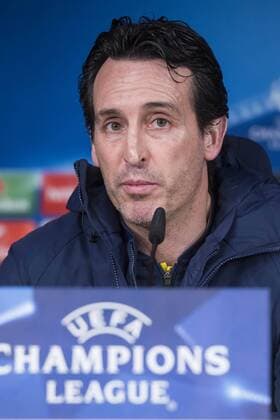 PSG coach Unai Emery during press conference PK Pressekonferenz the day before Champions League match between Real Madrid and PSG at Santiago Bernabeu Stadium in Madrid , Spain. February 13, 2018.  (20180213008)