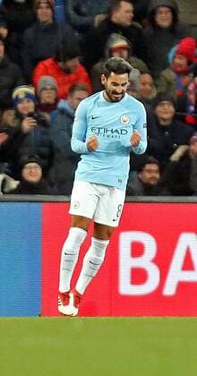FC Basel - Manchester City Schweiz, Basel, 13.02.2018, Fussball, Champions League, Saison 2017 2018, Achtelfinale, Hinspiel, FC Basel - Manchester City: Ilkay Gündogan (Manchester City); Jubel Tor 0:1 Gündogan.