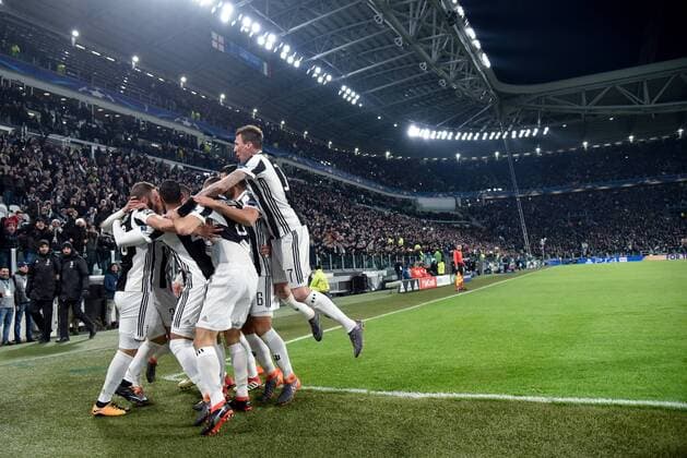 February 13, 2018 - Turin, Italy - Gonzalo Higuain of Juventus celebrates scoring first goal during the UEFA Champions League Round of 16 match between Juventus and Tottenham Hotspur at the Juventus Stadium, Turin, Italy on 13 February 2018. Juventus v Tottenham - UEFA Champions League  - ZUMAn230 20180213_zaa_n230_559 Copyright: xGiuseppexMaffiax