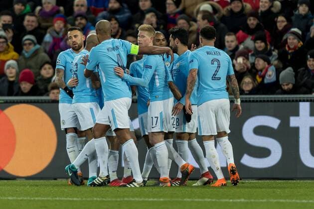Basel, Schweiz 13.02.2018, UEFA Champions League - 2017 18 Season, Achtelfinale, FC Basel - Manchester City, Tor zum 0:1 Torschuetze Ilkay Guendogan (MNC) wird bejubelt ( DeFodi507