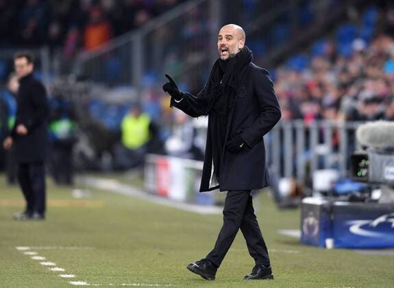 FUSSBALL CHAMPIONS LEAGUE SAISON 2017 2018 Achtelfinal Hinspiel FC Basel - Manchester City 13.02.2018 Trainer Josep Guardiola ( Manchester City) Basel