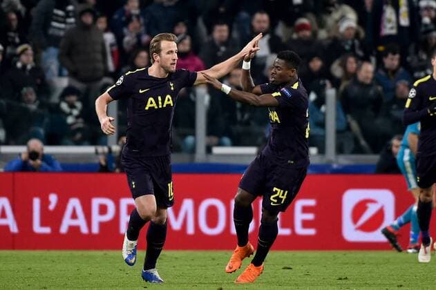 February 13, 2018 - Turin, Italy - Harry Kane of Tottenham celebrates scoring first goal during the UEFA Champions League Round of 16 match between Juventus and Tottenham Hotspur at the Juventus Stadium, Turin, Italy on 13 February 2018. Juventus v Tottenham - UEFA Champions League  - ZUMAn230 20180213_zaa_n230_573 Copyright: xGiuseppexMaffiax