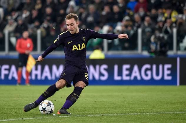 February 13, 2018 - Turin, Italy - Christian Eriksen of Tottenham scores second goal during the UEFA Champions League Round of 16 match between Juventus and Tottenham Hotspur at the Juventus Stadium, Turin, Italy on 13 February 2018. Juventus v Tottenham - UEFA Champions League  - ZUMAn230 20180213_zaa_n230_581 Copyright: xGiuseppexMaffiax