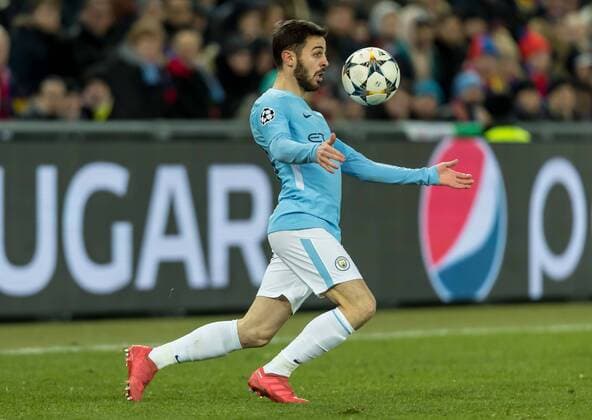 Basel, Schweiz 13.02.2018, UEFA Champions League - 2017 18 Season, Achtelfinale, FC Basel - Manchester City, Bernardo Silva (MNC) in Aktion ( DeFodi507