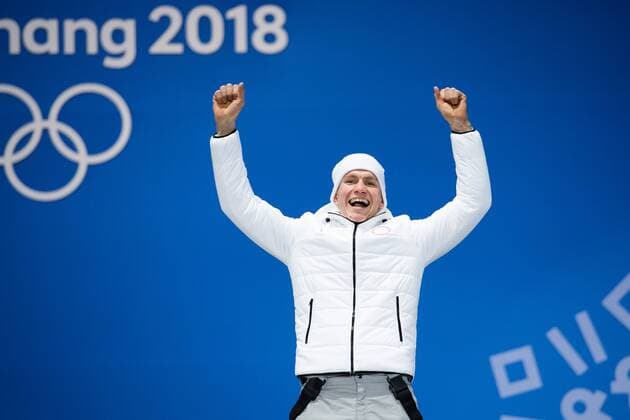 180214 Alexander Bolshunov of OAR (Russia), bronze, celebrates at the medal ceremony for the Men s Cross Country Sprint during day five of the 2018 Winter Olympics on February 14, 2018 in Pyeongchang. Photo: Carl Sandin BILDBYRN kod CS 57999_292 Copyright: CARLxSANDIN BB180214CS091