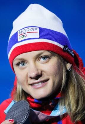 PYEONGCHANG, SOUTH KOREA - FEBRUARY 14, 2018: Silver medalist, Norway s Maiken Caspersen Falla at a medal ceremony for the ladies cross-country skiing individual sprint classic event at the 2018 Winter Olympic Games Olympische Spiele Olympia OS at Medals Plaza. Sergei Bobylev TASS  TS073C50