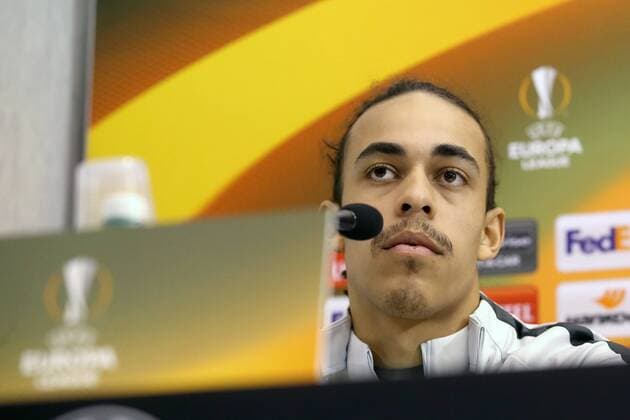 Yussuf Poulsen (RB Leipzig 9), Pressekonferenz, SSC Neapel vs. RB Leipzig, Europa League, Fussball, 14.02.2018, Neapel Copyright: xLanger Eibner-Pressefotox EP_HLR