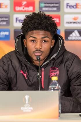 180214 Arsenals Ainsley Maitland-Niles under en presskonferens inför fotbollsmatchen i Europa League mellan Östersund och Arsenal den 14 november 2018 i Östersund. Copyright: TOBIASxNYKÄNEN BB180214TN043