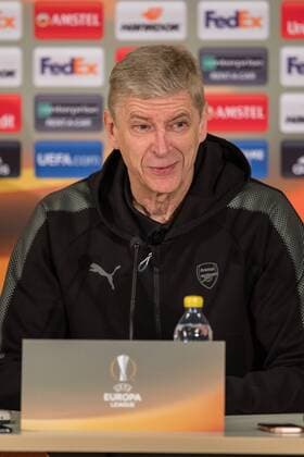 180214 Arsenals Arsene Wenger under en presskonferens inför fotbollsmatchen i Europa League mellan Östersund och Arsenal den 14 november 2018 i Östersund. Copyright: TOBIASxNYKÄNEN BB180214TN048